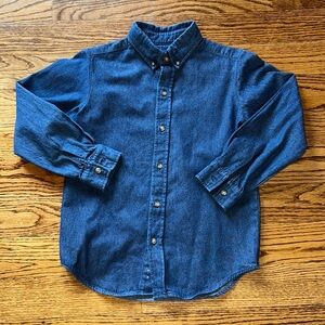 Kelly's Kids boys long sleeved button down denim Oxford shirt size 8-10 EUC
